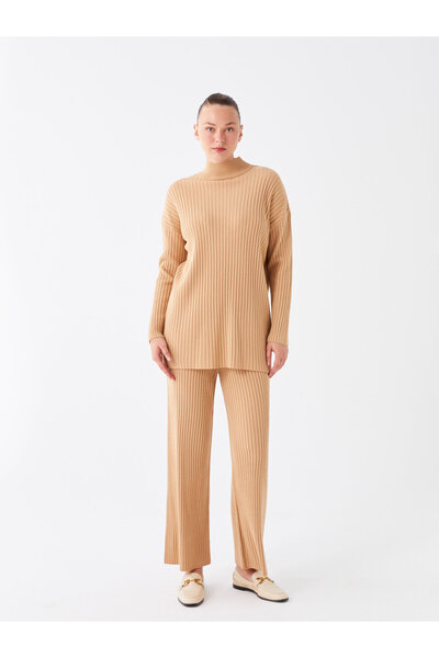 LC Waikiki Yarım Balıkçı Yaka Düz Uzun Kollu Kadın Triko Tunik