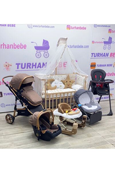 TURHAN BEBE Yeni Doğan Çeyiz Seti Bebek Arabası + Anne Yanı Beşik + Yürüteç +...