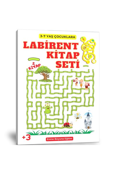 Enine Boyuna Eğitim Maze Book Set for Children 3-7 Years Old (2 Books)