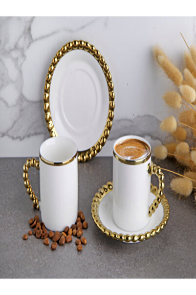 Keskinbıçak Porselen Kahve Takımı 2 Kişilik Gold Detaylı