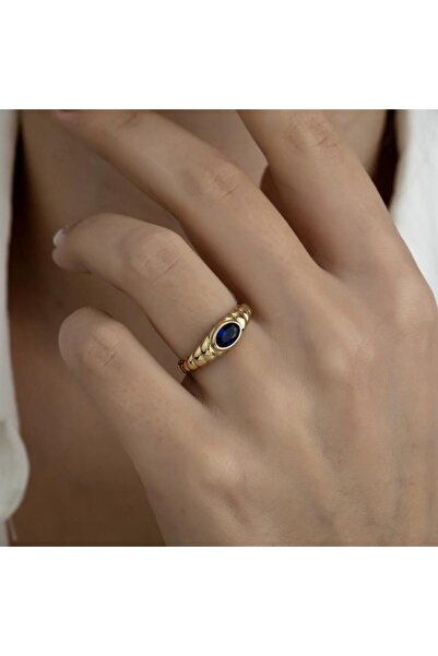 HEMS JEWELLERY Altın Taşlı Burgulu Kubbe Yüzük