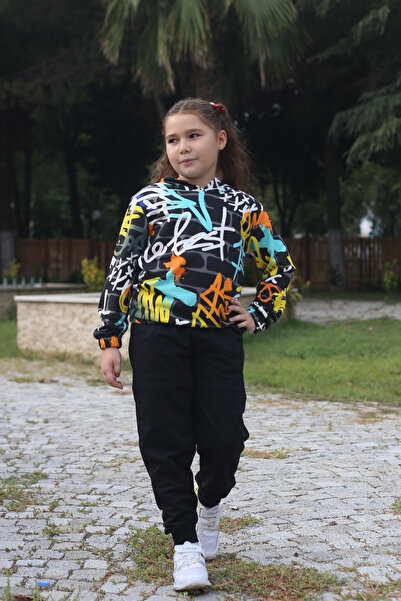 han elegant Set de trening pentru fete, cu model, cu glugă, cu 2 fire, 7-14 ani