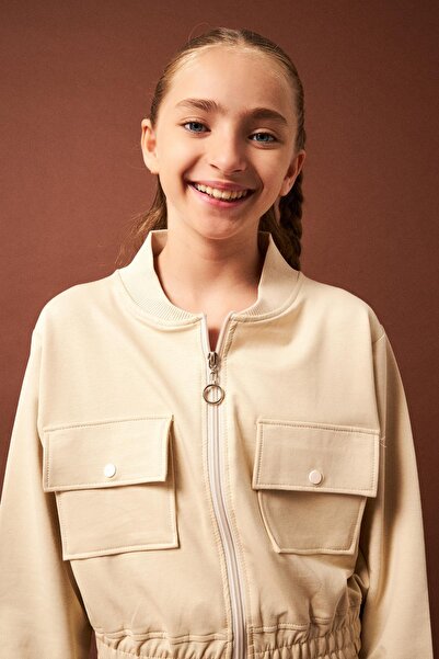 Perendi Pocket Detailed Seasonal Girl's School Set Stone