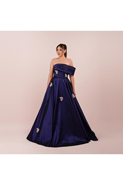 Sesto Senso Düşük Omuz Taş Detaylı Cepli Tafta Elbise (ss-2775)