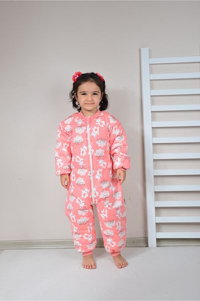 KİDSPİTİRCİK 2.5 Tog Patterned Pink Thick Fiber Filled Girl's Sleeping Bag