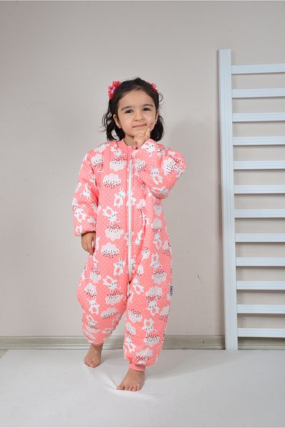 KİDSPİTİRCİK 2.5 Tog Patterned Pink Thick Fiber Filled Girl's Sleeping Bag