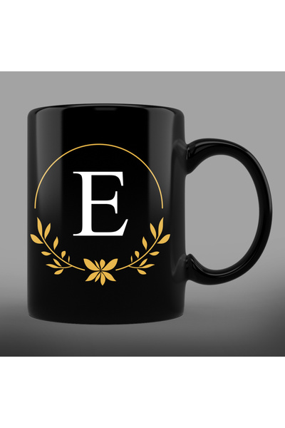 Bytwo كوب بحرف E أسود - كوب زجاجي 595