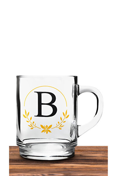 Bytwo TRANSPARENT GLASS MUG WITH LETTER B - camk109