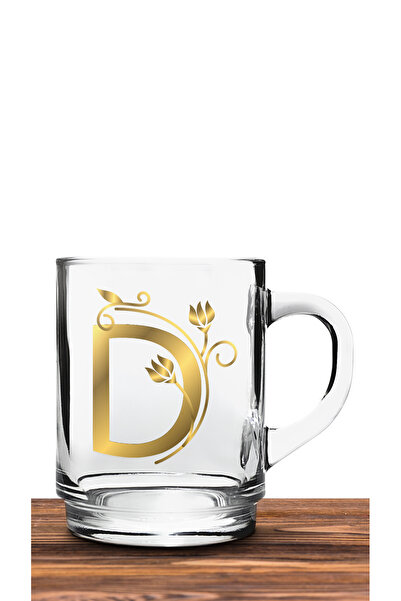 Bytwo TRANSPARENT GLASS CUP WITH LETTER D - camk47