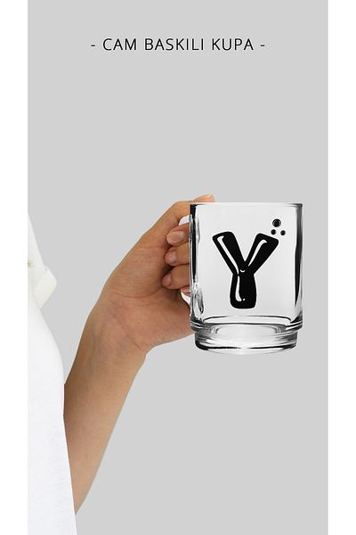 Bytwo TRANSPARENT GLASS MUG WITH LETTER Y