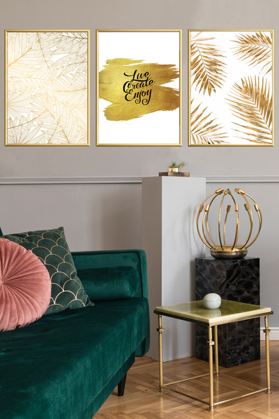 Linacci Triple Gold Metal Glass Motto Aluminum Frame Set