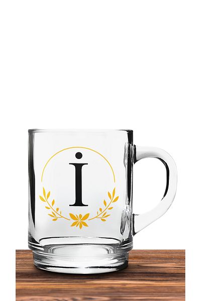 Bytwo Clear Glass Mug with Letter - Camk117