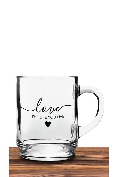 Bytwo LOVE WRITTEN GLASS TRANSPARENT MUG