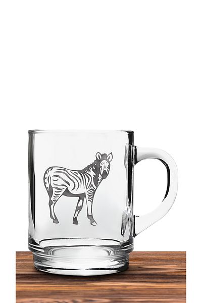 Bytwo ZEBRA DESIGNED TRANSPARENT GLASS MUG - camk257