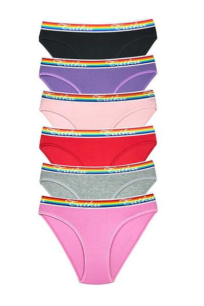 Tutku Chiloți pentru femei Slip Passion din bumbac elastic colorat în talie 6 bucăți [Xmlbayi]