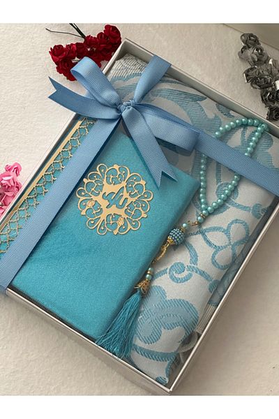Markapolin Gift Prayer Mat Set 3 Pieces Water Green Color