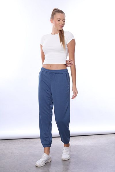 Tight Lady Γυναικεία αθλητική φόρμα Indigo Elastic Leg Classic στο κάτω μέρος