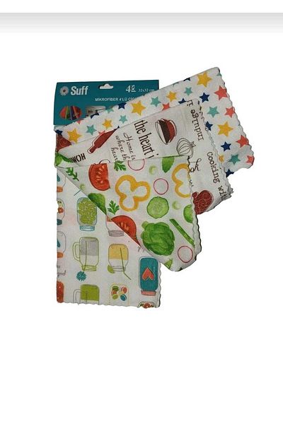 Suff Microfiber 4-Piece Kitchen Diapers 2 Packs (8 Pieces) 32×32