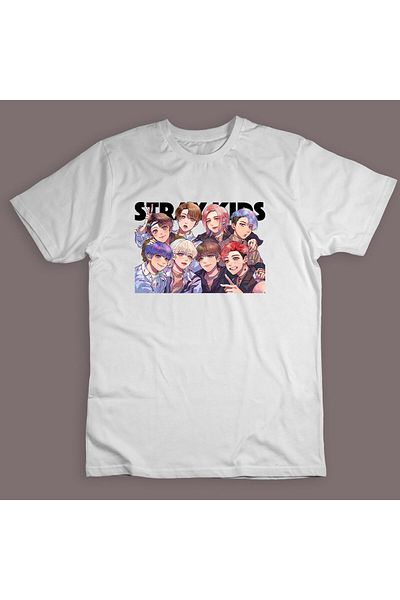 fame-stoned Stray Kids K-pop Music Band Τυπωμένο Unisex 100% βαμβακερό λευκό μπλουζάκι