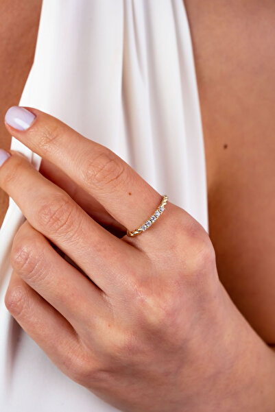 LİLAK KUYUMCULUK 14 Ayar Altın 5 Taşlı Çıtır Burgu Yüzük