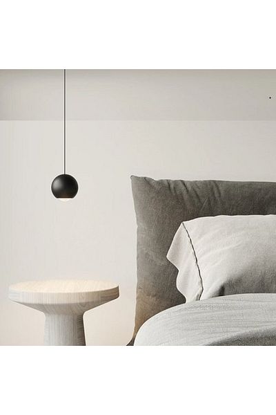 RİOLİGHT 1XE27 Modern Metal Chandelier with Black Lampholder - Bedside, 20cm Diameter