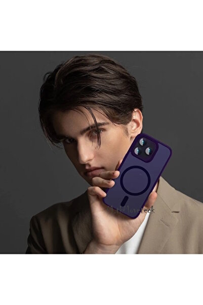 m.tk moveteck Iphone 14 Pro Max Kılıf Kamera Çıkıntılı Hassas Buttonlu Arkası Mat Hisli Renkli Magsafeparlak Kenar