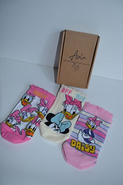 ASELA. Girl's Mickey Friend Daisy 3-Piece Licensed Booties Socks
