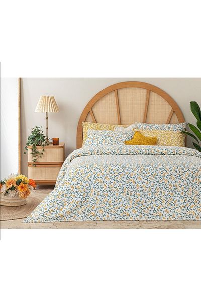 English Home Plain Cotton Single Duvet Cover 150x220 Cm Yellow