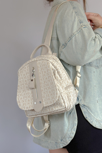 Just Polo Medium Size Daily Crossbody and Backpack Women's Bag 2177 Cream