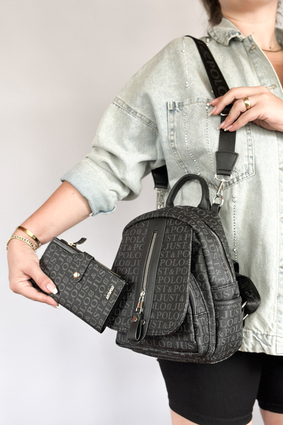 Just Polo Medium Size Daily Crossbody and Backpack Women's Bag 2177 black com...