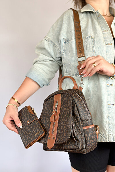 Just Polo Orta Boy Günlük Çapraz ve Sırt Olabilir Kadın Çantası 2177 kahvetab...