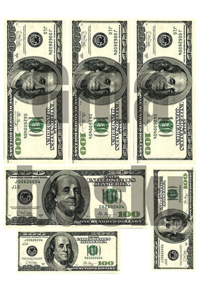 Lyroni Yenilebilir Şeker Kağıt Eski Dolar Gerçek boy Temalı Pasta Süsleme