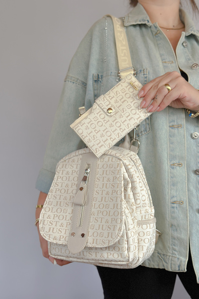 Just Polo Medium Size Daily Crossbody and Backpack Women's Bag 2177 Cream Com...