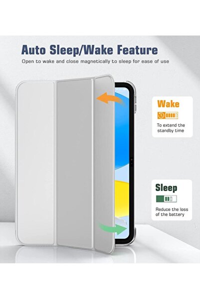 UnDePlus Apple iPad 7. 8. 9. Nesil 10.2 Uyumlu Kılıf Pu Deri Smart Case 2021 2020 2019 Gri