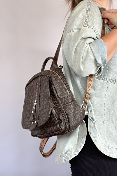 Just Polo Medium Size Daily Crossbody and Backpack Women's Bag 2177 Coffee