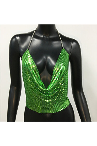 mefbutik Cristal Stone Stralucitoare Crop &amp; Bluză Fără mâneci Gât barca Petrecere Plajă Bustieră Bustieră