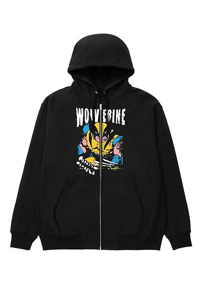 Gofeel Ζακέτα με κουκούλα Wolverine με στάμπα μεγάλου μεγέθους με φερμουάρ μαύρο Unisex