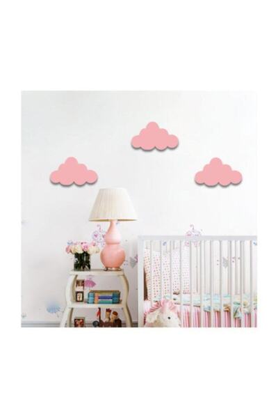 AVMmarketim Pembe Bulut 3 Lü Set Bulut Duvar Dekoru Çocuk Odası Süsü