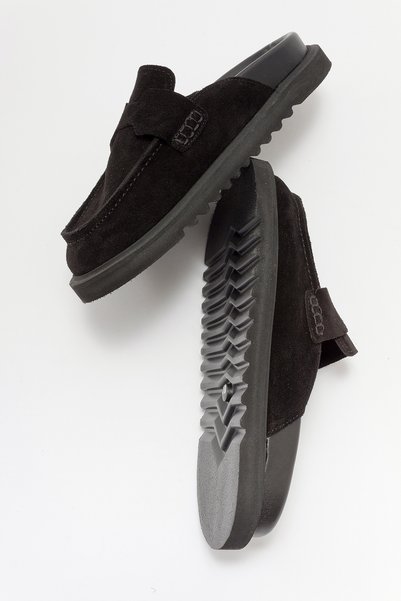 LuviShoes Papuci de damă LAVEN, din piele naturală întoarsă, negri