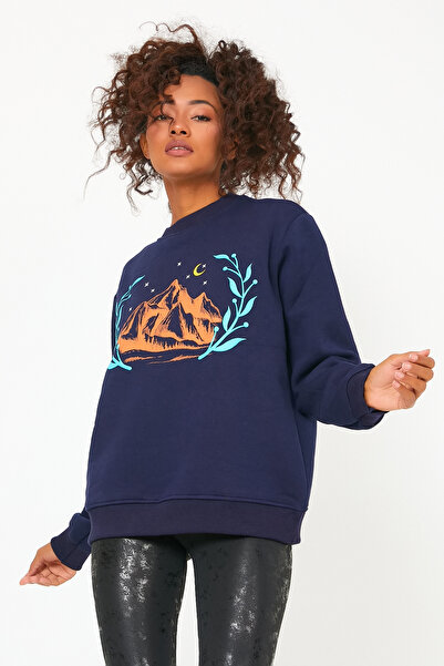 GENIUS STORE Store Women's Sweatshirt with Fleece Printed Oversize Outdoor Sweatshirt