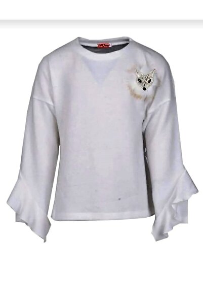 Zeyland Kız Çocuk Ekru Renk Viskon Şık Kışlık Bluz Sweatsihrt