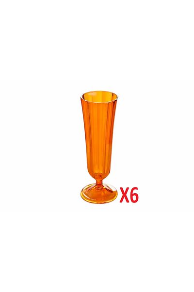 Porland Orange Flute Shamanya Glass 130cc 6 Pcs 04FIA001736