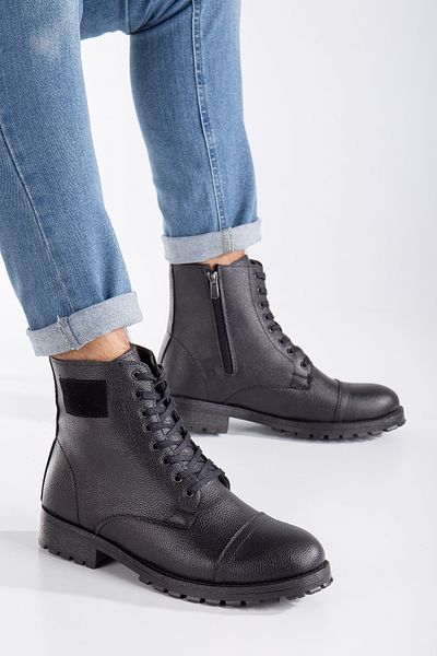 By Oxford Unisex Αδιάβροχη ζεστή επένδυση Χειμερινές μπότες με φερμουάρ Εγγυημένη σόλα από καουτσούκ Μαύρες μπότες εξωτερικού χώρου