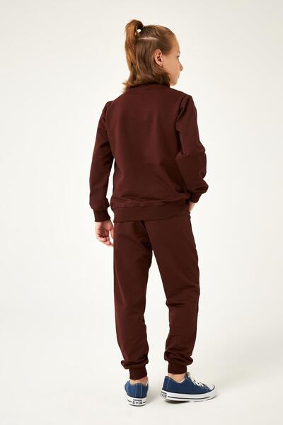 Perendi Basketball Print Detailed Boy's Suit Brown