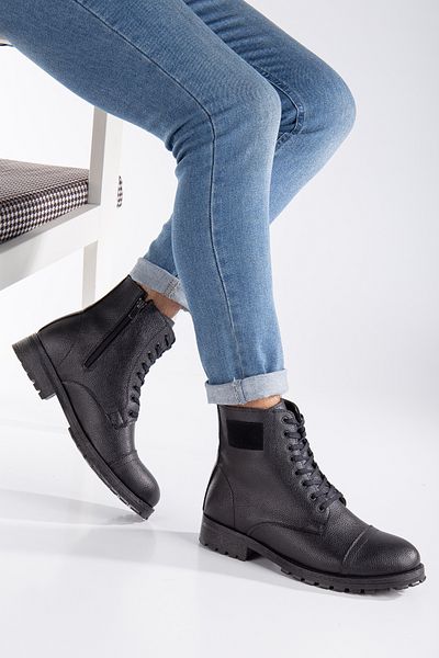 By Oxford Unisex Αδιάβροχη ζεστή επένδυση Χειμερινές μπότες με φερμουάρ Εγγυημένη σόλα από καουτσούκ Μαύρες μπότες εξωτερικού χώρου
