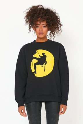 GENIUS STORE Store Kad n Sweatshirt Ici Polarl Bask l Oversize Outdoor Sweatshirt Fiyat Yorumlar Trendyol