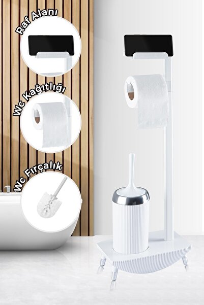ACAR Fonksiyonel Standlı Wc Kağıtlık - Wc Fırça Seti