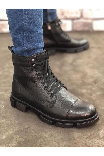 UMUT AYAKKABI Genuine Leather Shearling Boots Men's Boots