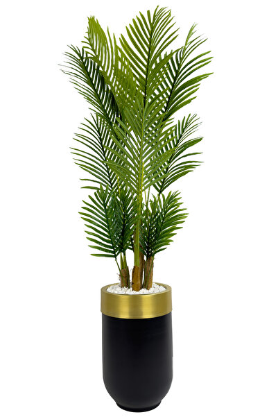 BİÇİÇEK Areka Palmiyesi 160cm siyah gold metal darbuka saksıda
