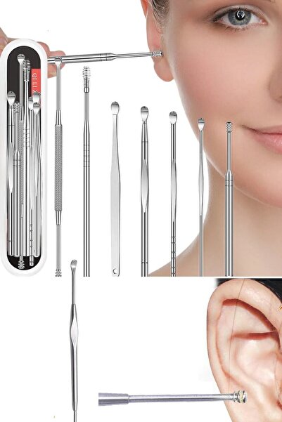 MOBEE Paslanmaz Çelik Kulak Kiri Ve Kulak Temizleyici Paslanmaz Çelik 6'lı Set